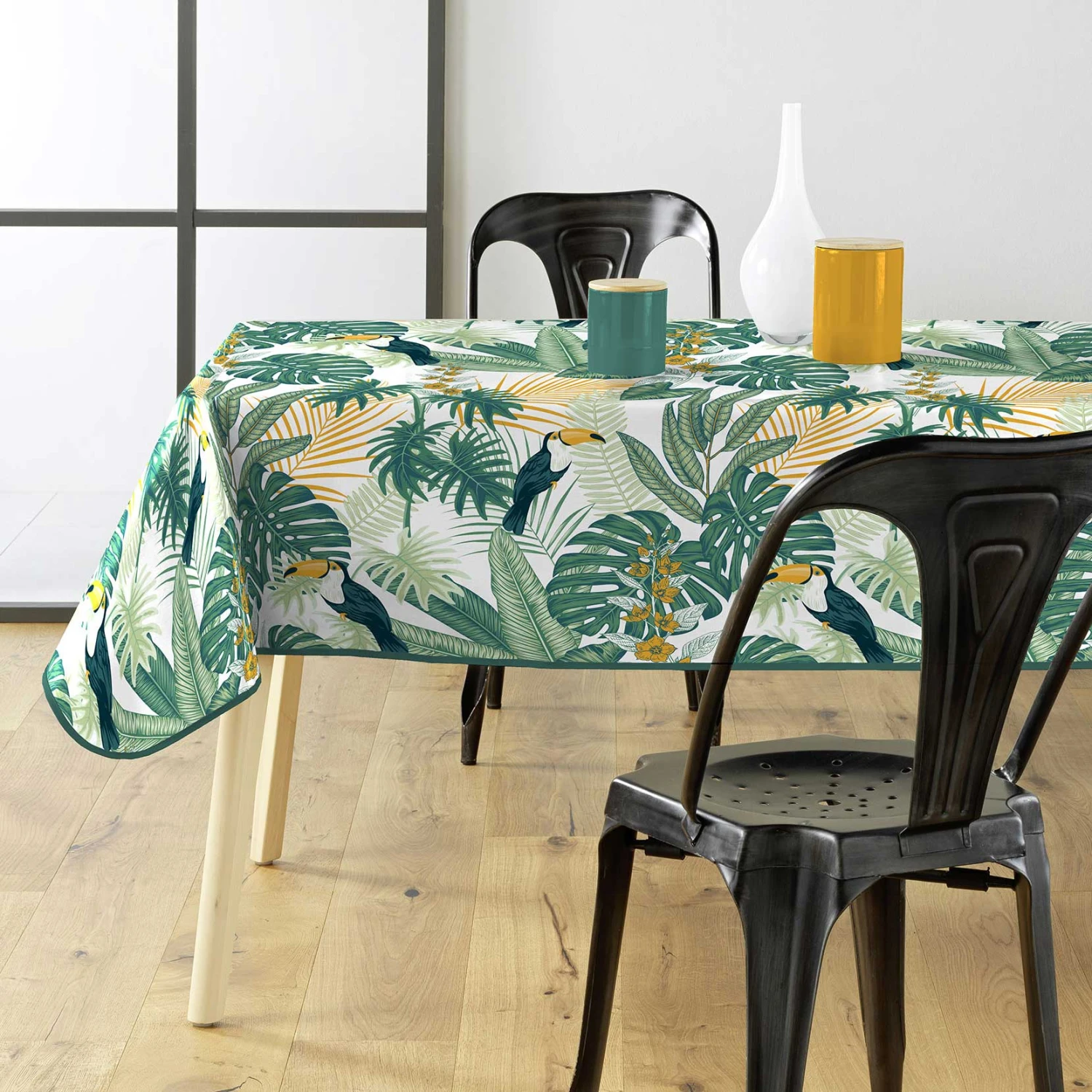 Nappe rectangulaire tissu PVC (L240 cm) Guyana Verte Nappe Rectangulaire Tissu PVC (L240 Cm) Guyana Verte -Eminza nappe rectangle 140 x 240 cm guyana pvc textilia 126168 1673359931