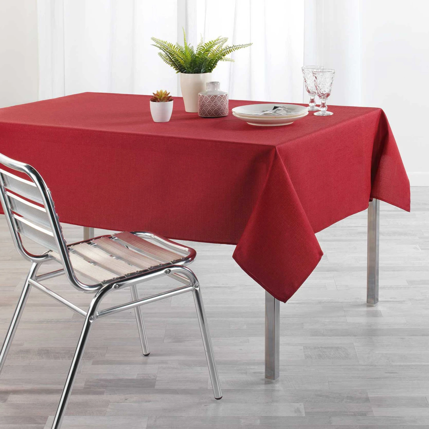 Nappe rectangulaire enduite (L250 cm) Newton Rouge carmin Nappe Rectangulaire Enduite (L250 Cm) Newton Rouge Carmin -Eminza nappe rectangle 140 x 250 cm newton carmin chambray enduit 126198 1673362216
