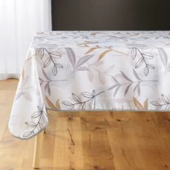 Nappe Rectangulaire Anti-taches (L240 Cm) Miraline Grise -Eminza nappe rectangle 150 x 240 cm miraline polyester imprim 126129 1673356685