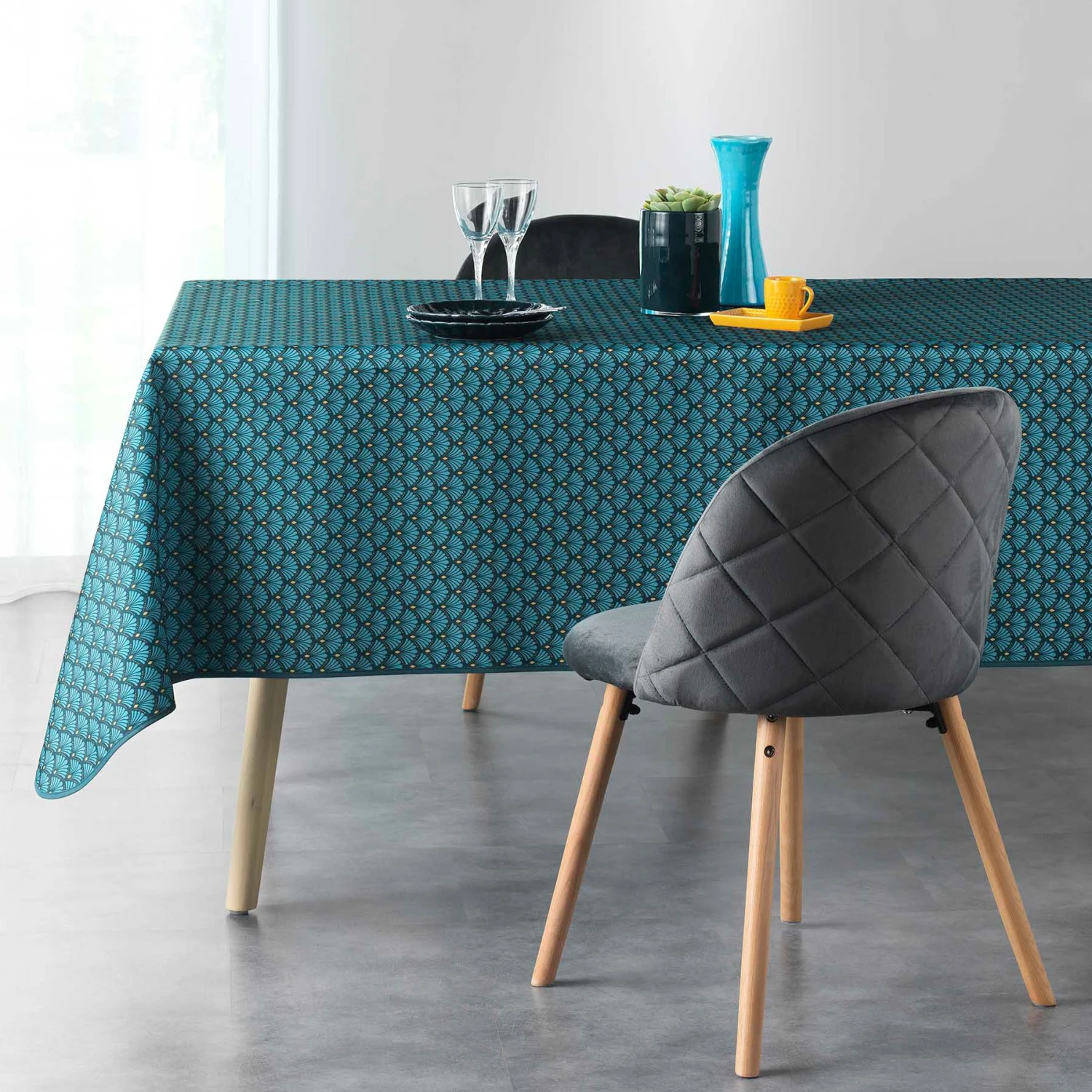 Nappe rectangulaire anti tache (L240 cm) Artchic Bleue Nappe Rectangulaire Anti Tache (L240 Cm) Artchic Bleue -Eminza nappe rectangle 150 x 240 cm polyester imprime artchic bleu 107438 1627478183