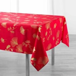 Nappe Rectangulaire (L240 Cm) Bloomy Rouge 2 Nappe Rectangulaire (L240 Cm) Bloomy Rouge -Eminza nappe rectangle 150 x 240 cm polyester imprime metallise bloomy rouge or 118867 1656675465