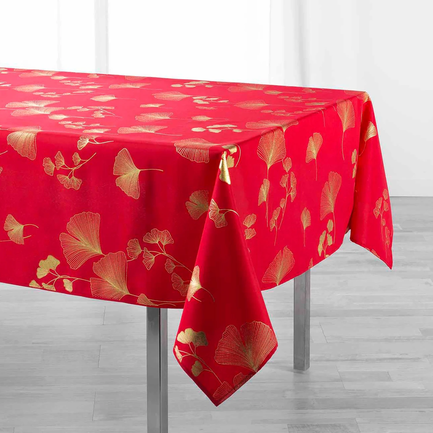 Nappe rectangulaire (L240 cm) Bloomy Rouge Nappe Rectangulaire (L240 Cm) Bloomy Rouge -Eminza nappe rectangle 150 x 240 cm polyester imprime metallise bloomy rouge or 118867 1656675465