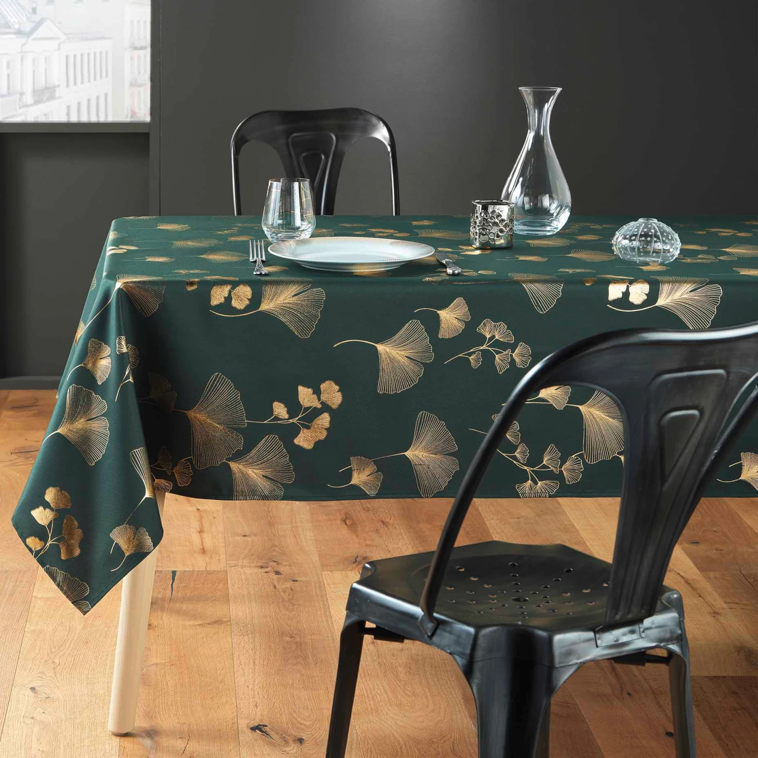Nappe rectangulaire (L240 cm) Bloomy Vert Nappe Rectangulaire (L240 Cm) Bloomy Vert -Eminza nappe rectangle 150 x 240 cm polyester imprime metallise bloomy vert or 131317 1695303381