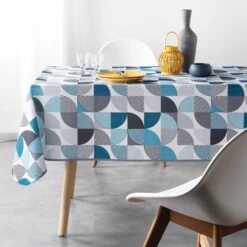 Nappe Rectangulaire Anti Tache (L240 Cm) Rythmo Bleue