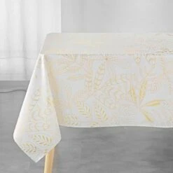 Nappe Rectangulaire (L300 Cm) Belflor Blanche 2 Nappe Rectangulaire (L300 Cm) Belflor Blanche -Eminza nappe rectangle 150 x 300 cm polyester imprime metallise belflor blanc or 118894 1656674902