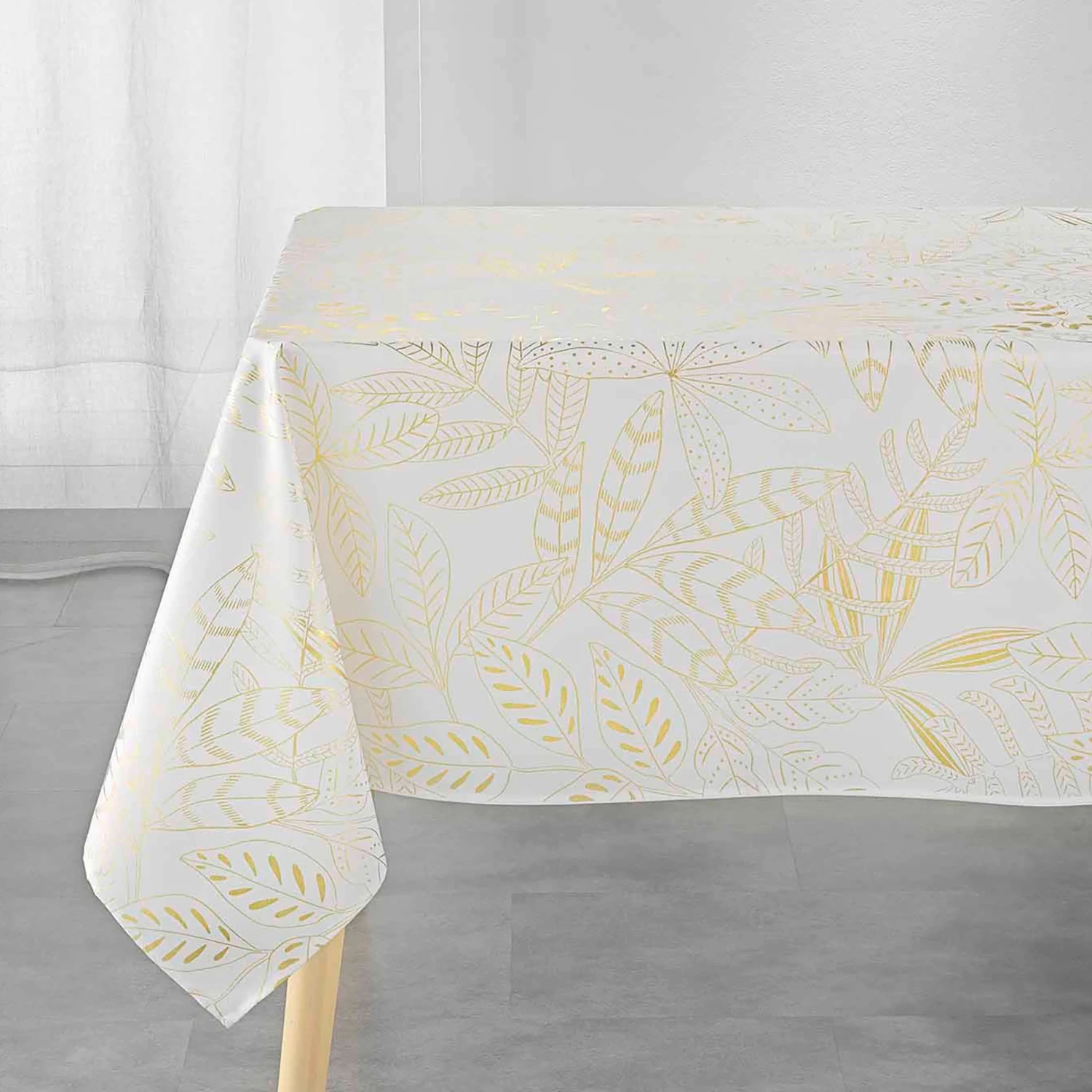 Nappe rectangulaire (L300 cm) Belflor Blanche Nappe Rectangulaire (L300 Cm) Belflor Blanche -Eminza nappe rectangle 150 x 300 cm polyester imprime metallise belflor blanc or 118894 1656674902