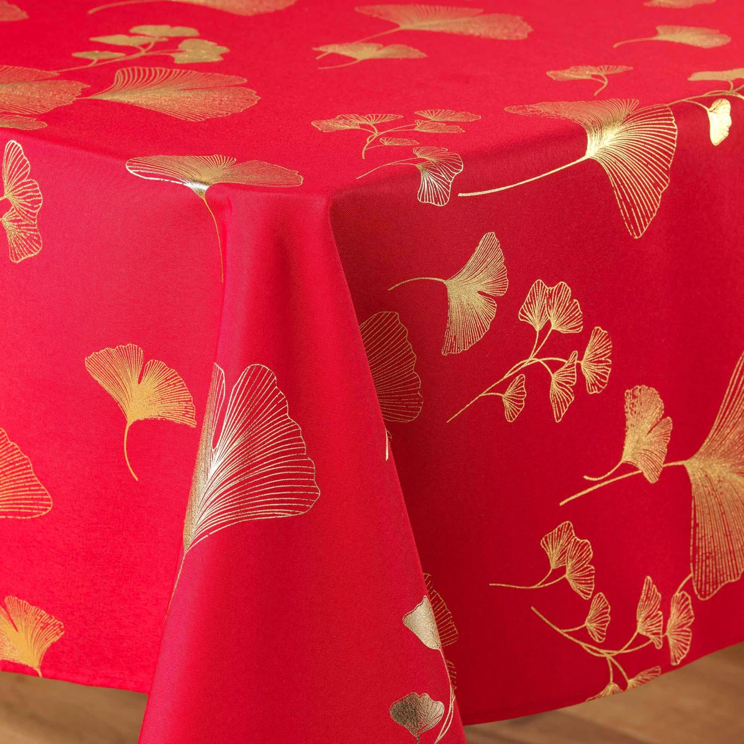 Nappe rectangulaire (L300 cm) Bloomy Rouge Nappe Rectangulaire (L300 Cm) Bloomy Rouge -Eminza nappe rectangle 150 x 300 cm polyester imprime metallise bloomy rouge or 131329 1695302666