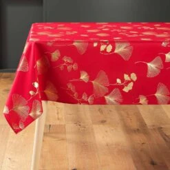 Nappe Rectangulaire (L300 Cm) Bloomy Rouge 2 Nappe Rectangulaire (L300 Cm) Bloomy Rouge -Eminza nappe rectangle 150 x 300 cm polyester imprime metallise bloomy rouge or 131329 1695302735