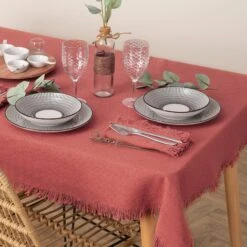 Nappe Rectangulaire Coton (L250 Cm) Maha Terracotta