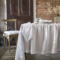 Nappe Rectangulaire Gaze De Coton (L250 Cm) Gaïa Blanc Chantilly