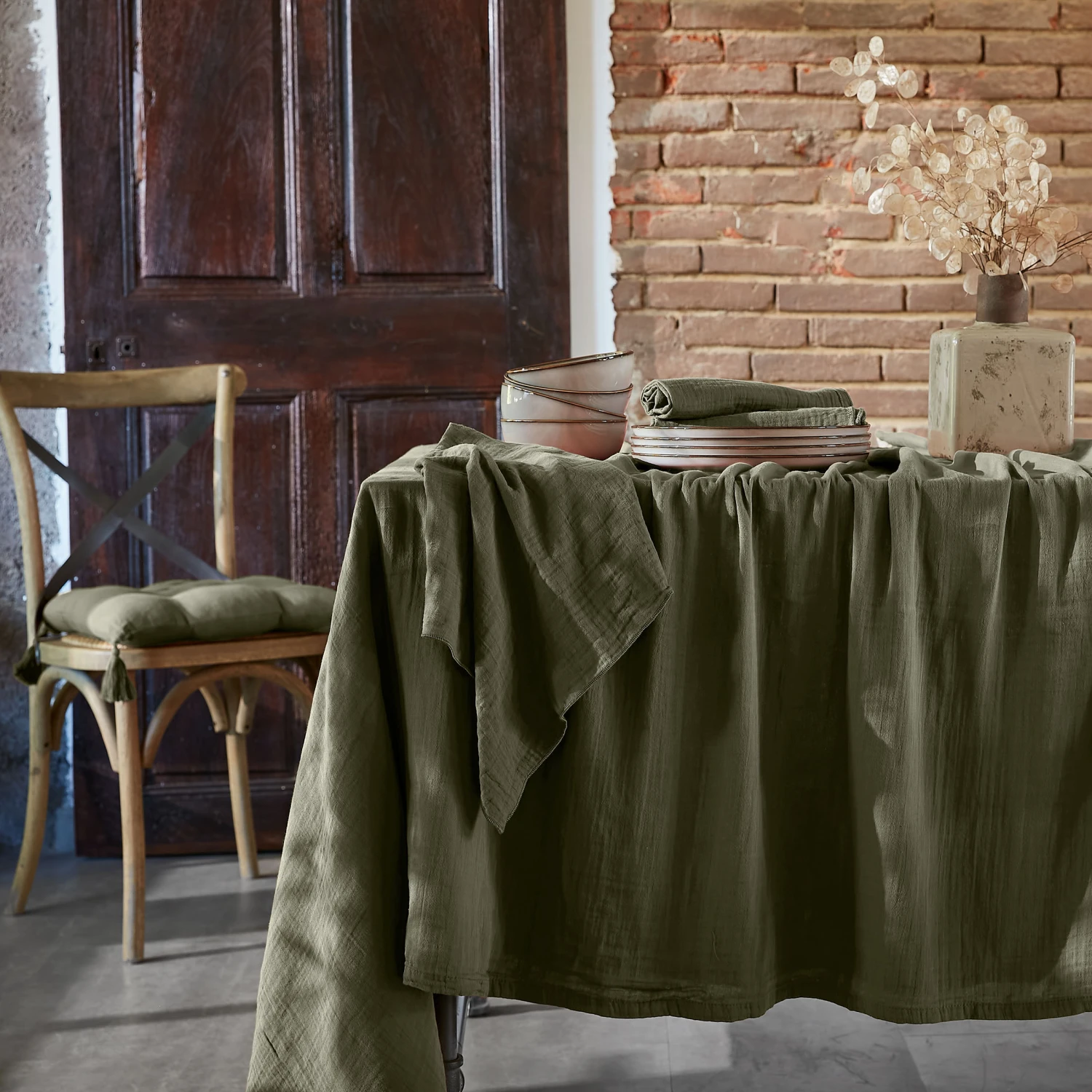 Nappe rectangulaire gaze de coton (L250 cm) Gaïa Vert romarin Nappe Rectangulaire Gaze De Coton (L250 Cm) Gaïa Vert Romarin -Eminza nappe rectangulaire gaze de coton l250 cm ga a vert romarin 122020 1695633210
