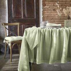 Nappe Rectangulaire Gaze De Coton (L250 Cm) Gaïa Vert Tilleul