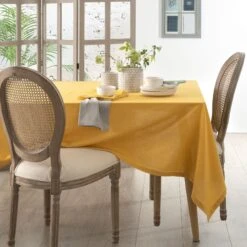 Nappe Rectangulaire (L240 Cm) Chambray Jaune Ocre