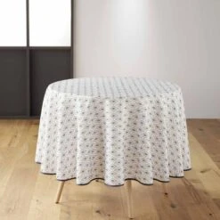 Nappe Ronde Anti Tache (180 Cm) Oricia Blanche -Eminza nappe ronde 0 180 cm polyester imprime oricia 130630 1690446722