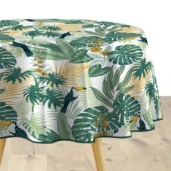 Nappe Ronde Tissu PVC (D160 Cm) Guyana Verte -Eminza nappe ronde diam tre 160 cm guyana pvc textilia 126147 1673358590