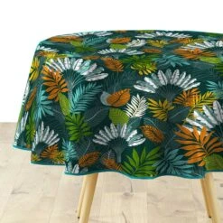 Nappe Ronde Tissu PVC (D160 Cm) Panazio Bleue -Eminza nappe ronde diam tre 160 cm panazio pvc textilia 126156 1673359251