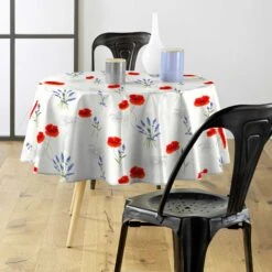 Nappe Ronde Tissu PVC (D160 Cm) Sisteron Rouge