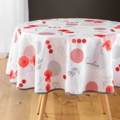 Nappe Ronde Anti-taches (D180 Cm) Pavotine Rouge 2 Nappe Ronde Anti-taches (D180 Cm) Pavotine Rouge -Eminza nappe ronde diam tre 180 cm pavotine polyester imprim 126120 1673356131