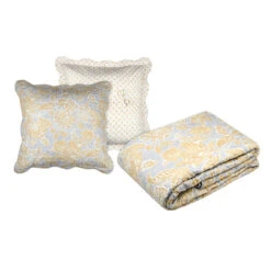 Couvre-lit Et Taies D'oreiller (260 X 240 Cm) Nerya Jaune Moutarde 2 Couvre-lit Et Taies D'oreiller (260 X 240 Cm) Nerya Jaune Moutarde -Eminza p5d208001 4