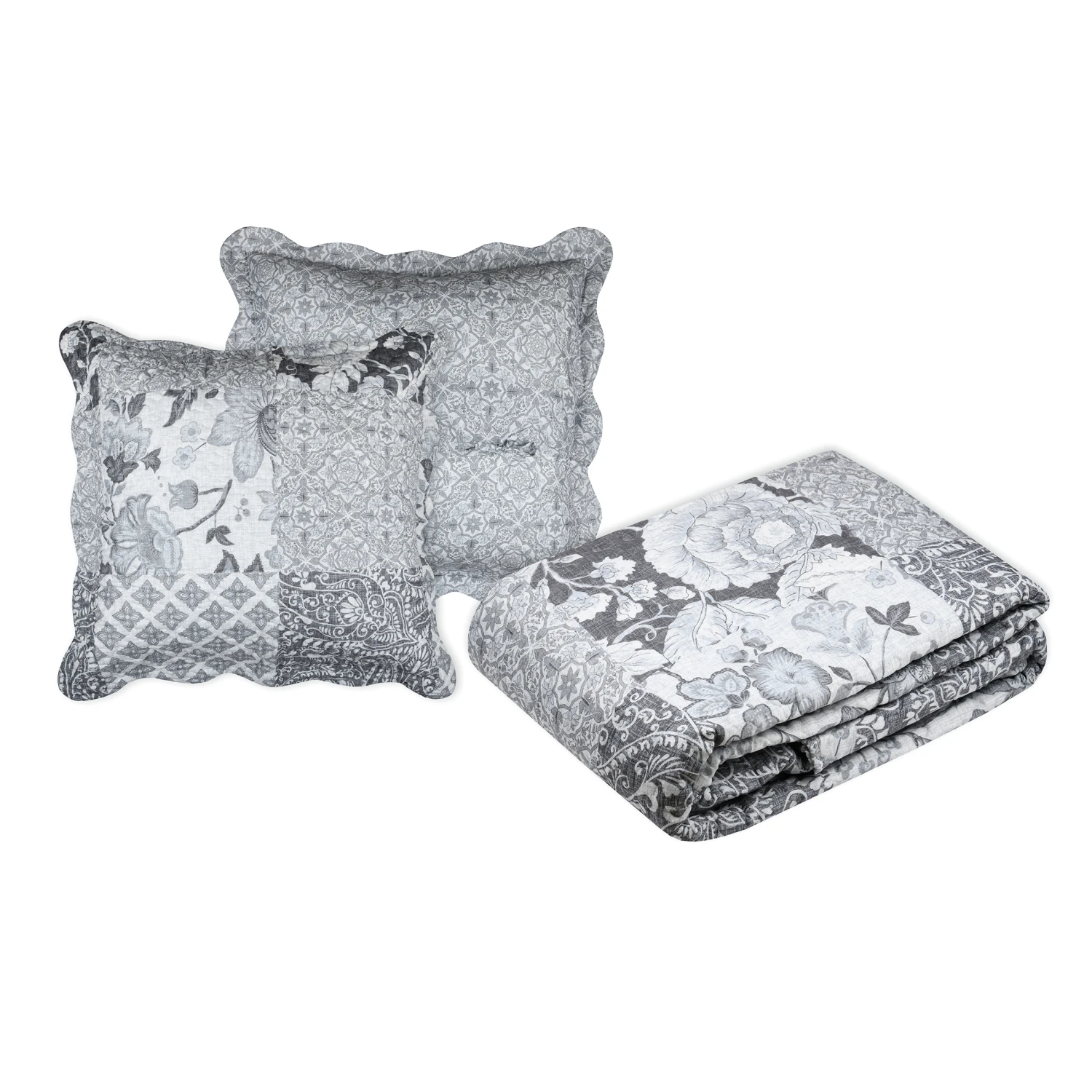 Couvre-lit et taies d'oreiller (260 x 240 cm) Octavia Gris Couvre-lit Et Taies D'oreiller (260 X 240 Cm) Octavia Gris -Eminza p5d209001 2