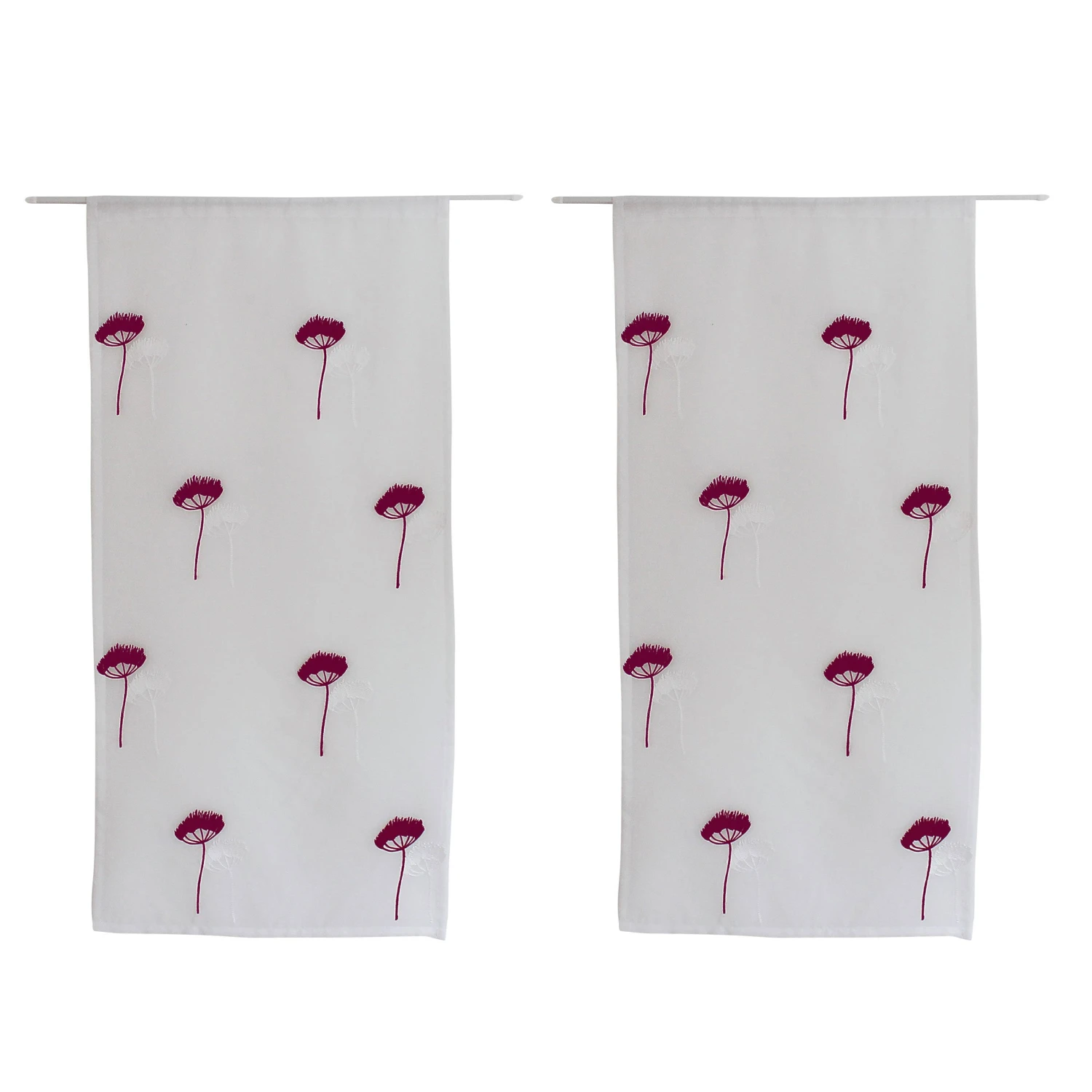Paire de voilages brodés (60 x 120 cm) Cosmos Bordeaux Paire De Voilages Brodés (60 X 120 Cm) Cosmos Bordeaux -Eminza paire de vitrage cosmos en tamine brod fleur design exclusif passe tringle 60x120 cm bordeaux blanc 127218 1675161254