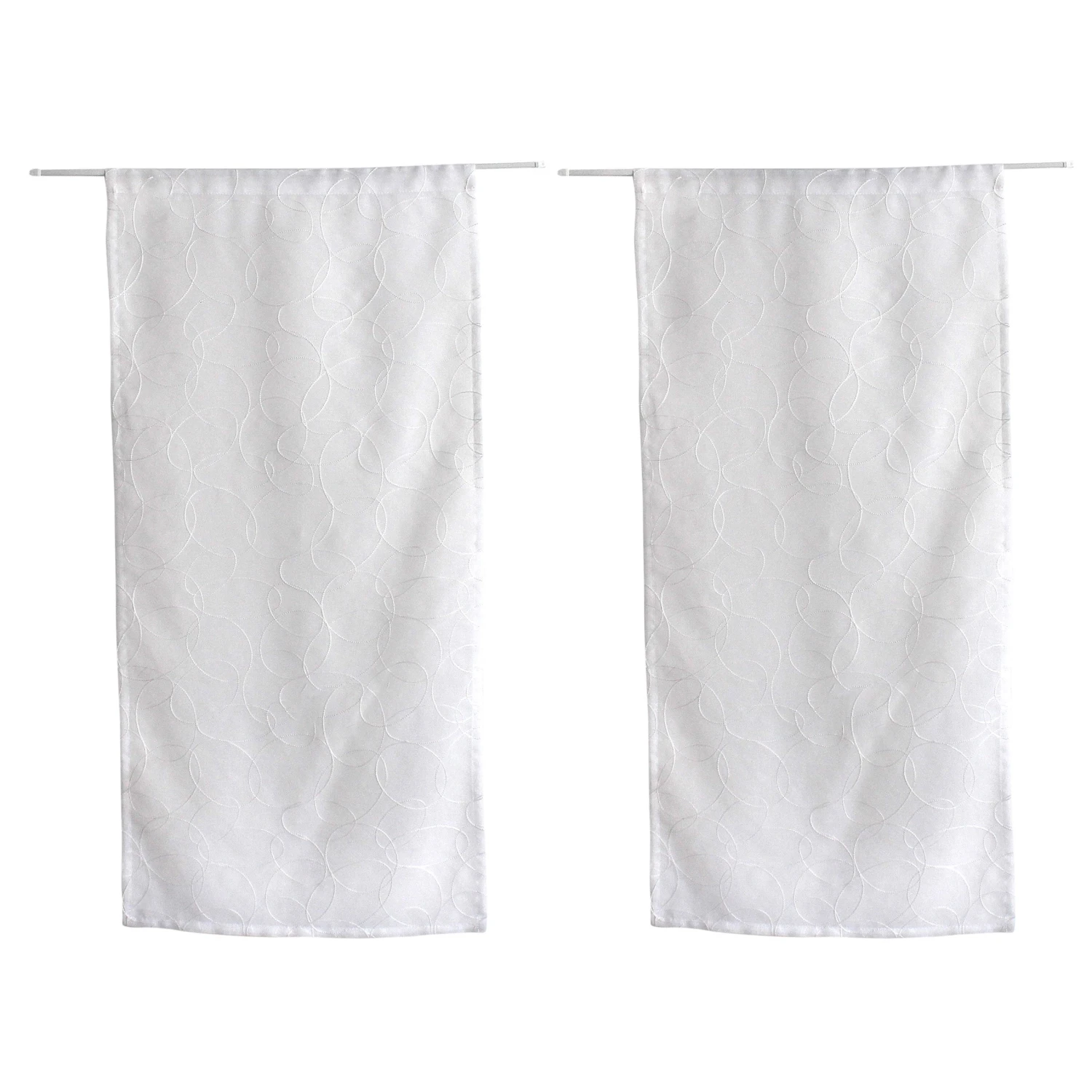 Paire de voilages brodés (60 x 120 cm) Galet Blanc Paire De Voilages Brodés (60 X 120 Cm) Galet Blanc -Eminza paire de vitrage galet en tamine brod rond design exclusif passe tringle 60x120 cm blanc 127224 1675161389