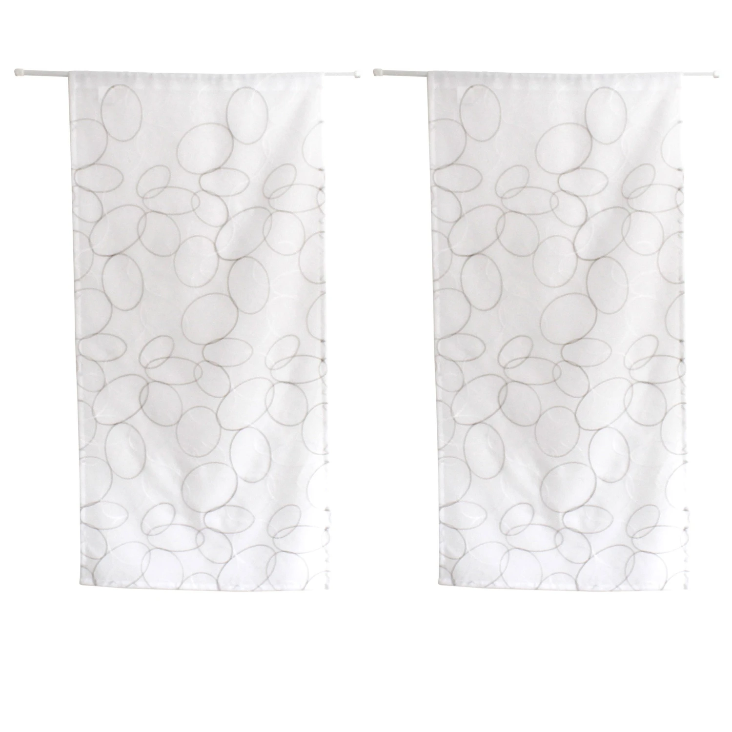 Paire de voilages brodés (60 x 120 cm) Galet Gris Paire De Voilages Brodés (60 X 120 Cm) Galet Gris -Eminza paire de vitrage galet en tamine brod rond design exclusif passe tringle 60x120 cm gris blanc 127230 1675161600