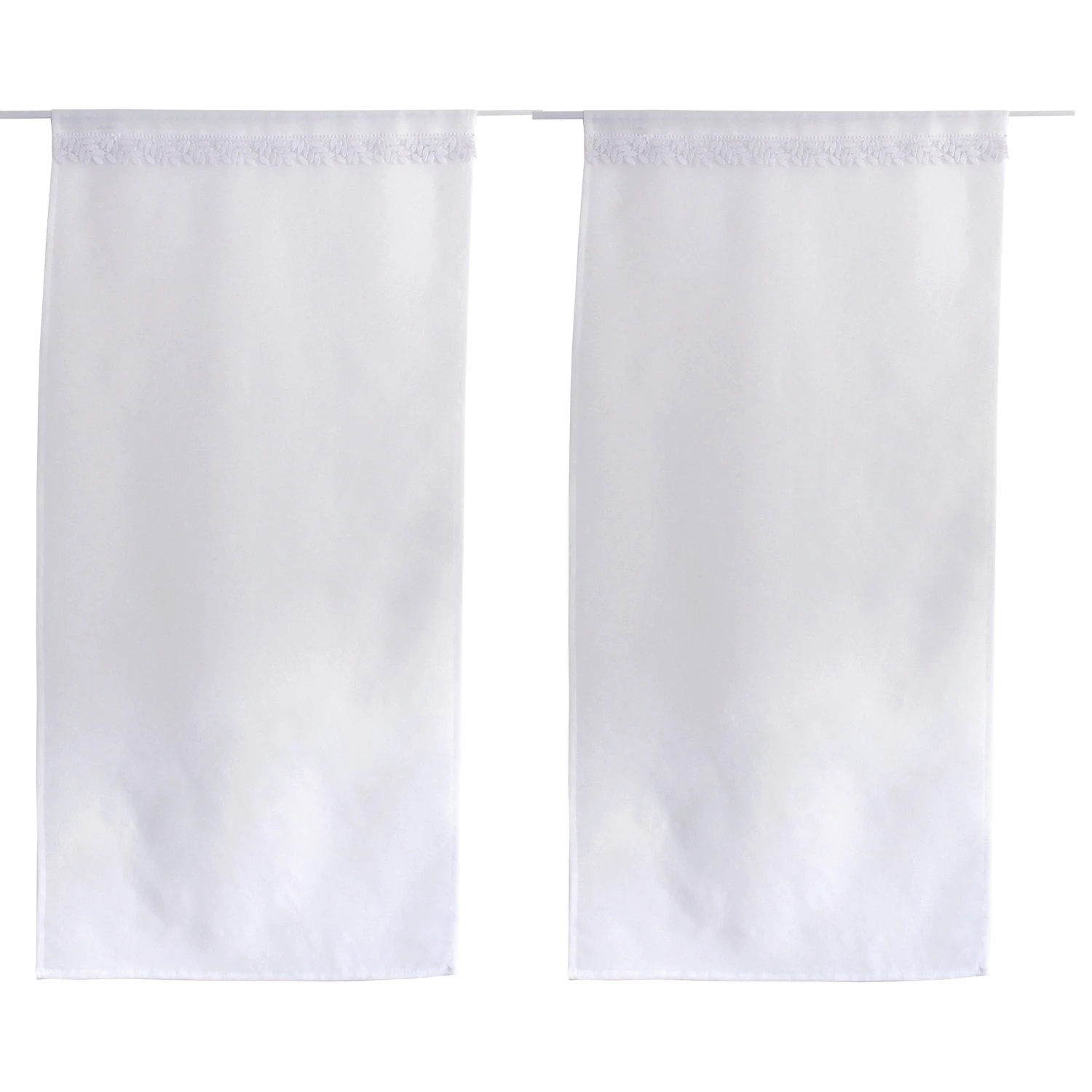 Paire de voilages (60 x 160 cm) Anna Blanche Paire De Voilages (60 X 160 Cm) Anna Blanche -Eminza paire de vitrages avec galon feuille en macram design exclusif passe tringle 2x60x160cm anna blanc 131008 1690892170