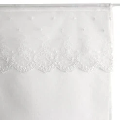 Paire De Voilages (60 X 120 Cm) Massala Blanche -Eminza paire de vitrages en tamine avec top volant brod fleurs passe tringle 2x60x120cm massala blanc 131009 1690892661