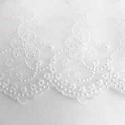 Paire De Voilages (60 X 160 Cm) Massala Blanche -Eminza paire de vitrages en tamine avec top volant brod fleurs passe tringle 2x60x160cm massala blanc 131016 1690893016