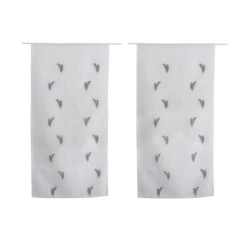 Paire De Voilages (60 X 120 Cm) Calisson Grise -Eminza paire de vitrages tamine brod bicolore design exclusif passe tringle 2x60x120cm calisson gris blanc 131006 1690883502