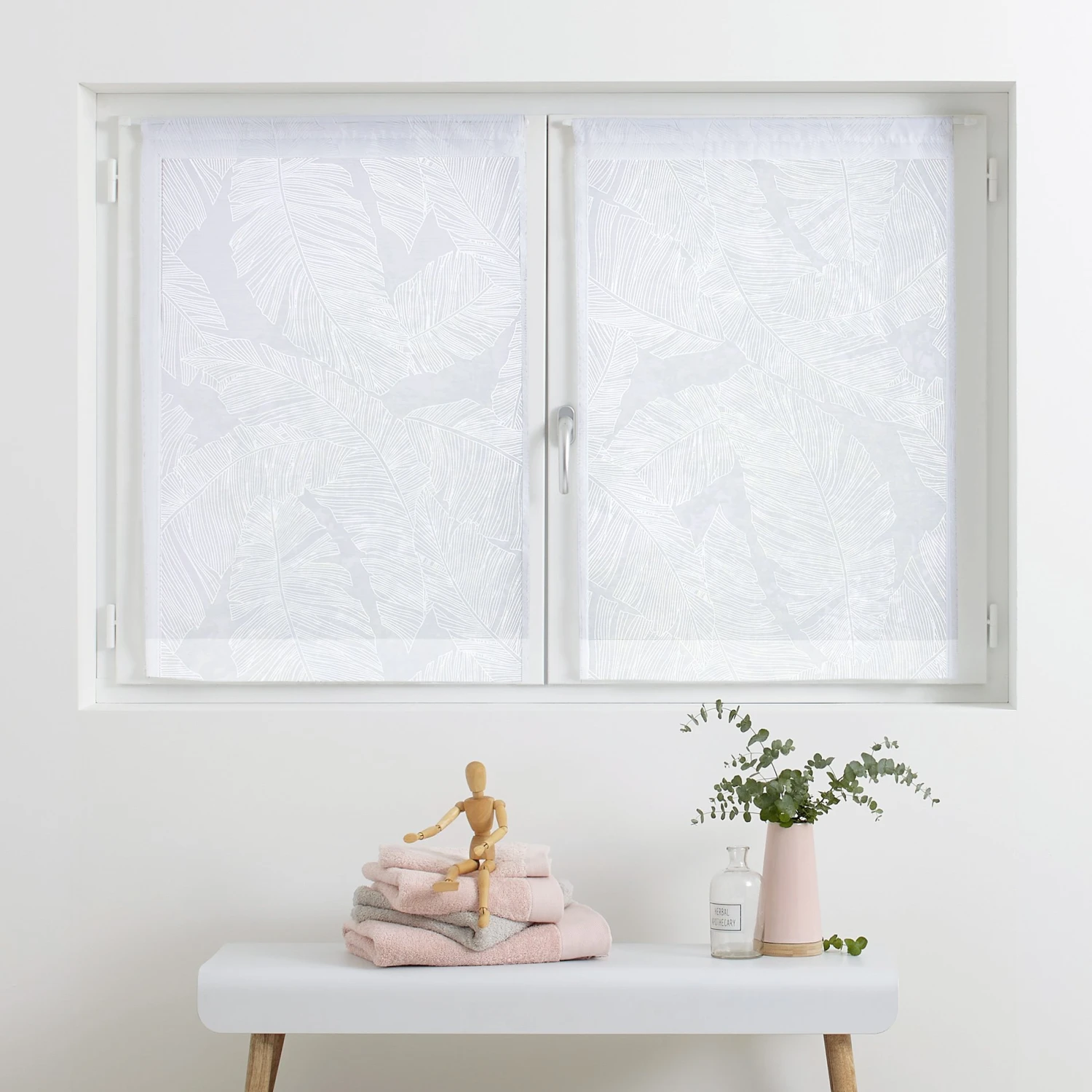 Paire de voilages (60 x 90 cm) Feuilles Blanc Paire De Voilages (60 X 90 Cm) Feuilles Blanc -Eminza paire de voilages 60 x 90 cm feuilles blanc 111581 1643814068