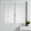 Paire De Voilages (60 X 120 Cm) Petite Fleur Blanc Et Gris
