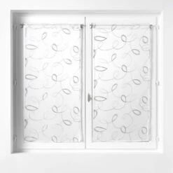 Paire De Voilages (60 X 160 Cm) Hoops Gris -Eminza paire droite passe tringle 2 x 60 x 160 cm voile sable brode hoops gris 113492 1643013866