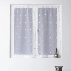 Paire De Voilage (60 X 120 Cm) Smarties Blanc -Eminza paire droite smarties 60x120 blanc argent 73517