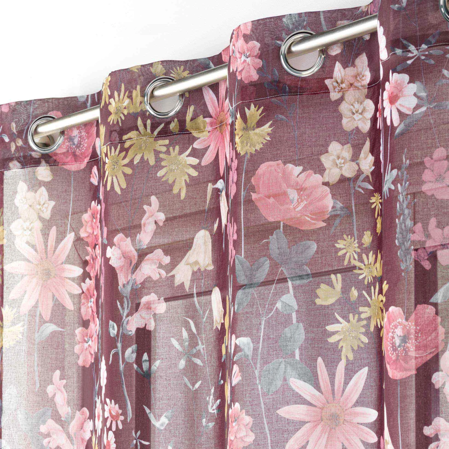 Voilage (140 x 240 cm) Florabella Violet prune Voilage (140 X 240 Cm) Florabella Violet Prune -Eminza panneau a oeillets 140 x 240 cm voile sable imprime florabella prune 117748 1656417769