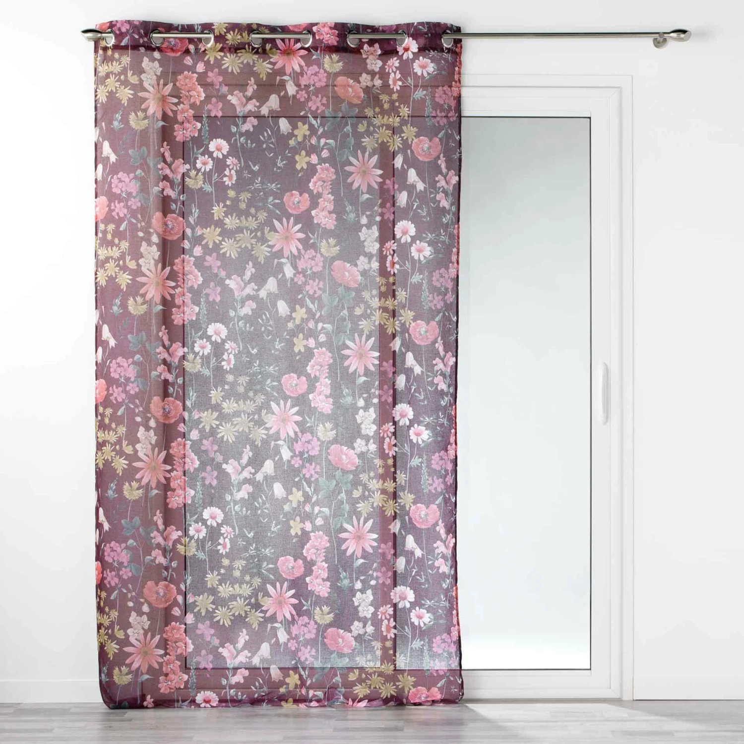 Voilage (140 x 240 cm) Florabella Violet prune Voilage (140 X 240 Cm) Florabella Violet Prune -Eminza panneau a oeillets 140 x 240 cm voile sable imprime florabella prune 117748 1656417781