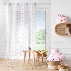 Voilage (140 X 240 Cm) Geokid Rose 2 Voilage (140 X 240 Cm) Geokid Rose -Eminza panneau a oeillets 140 x 240 cm voile sable imprime geokid rose 130439 1690363764