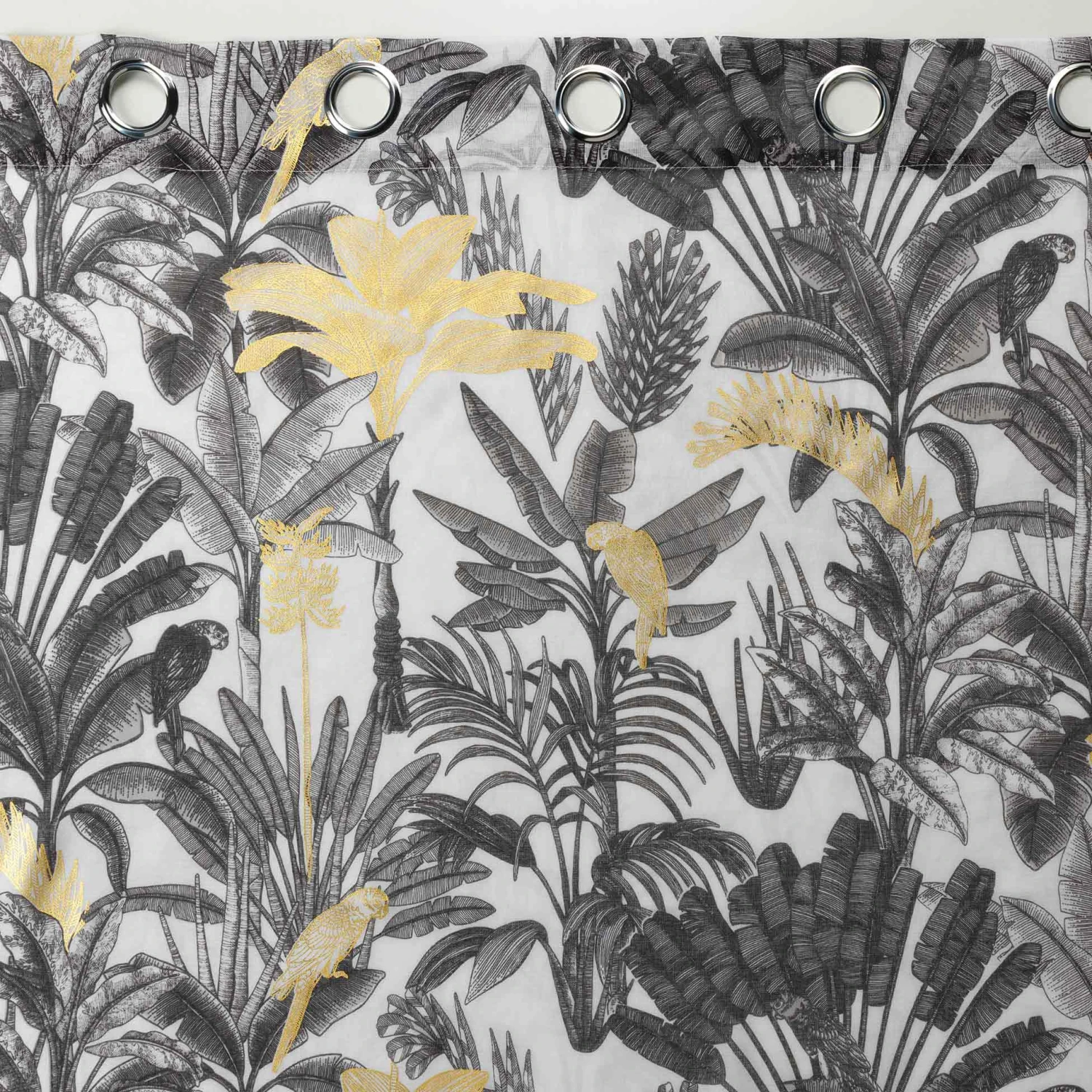 Voilage (140 x 240 cm) Karaba Noir Voilage (140 X 240 Cm) Karaba Noir -Eminza panneau a oeillets 140 x 240 cm voile sable imprime metallise karaba 106412 1627549346