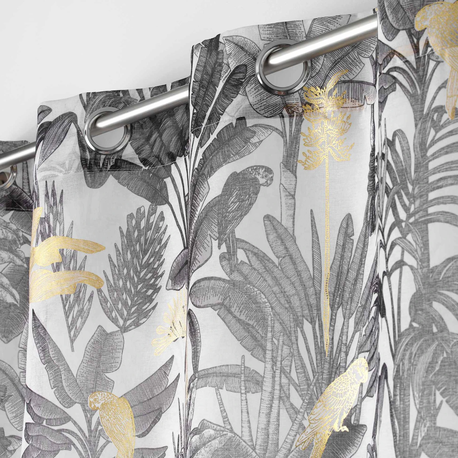 Voilage (140 x 240 cm) Karaba Noir Voilage (140 X 240 Cm) Karaba Noir -Eminza panneau a oeillets 140 x 240 cm voile sable imprime metallise karaba 106412 1627549361