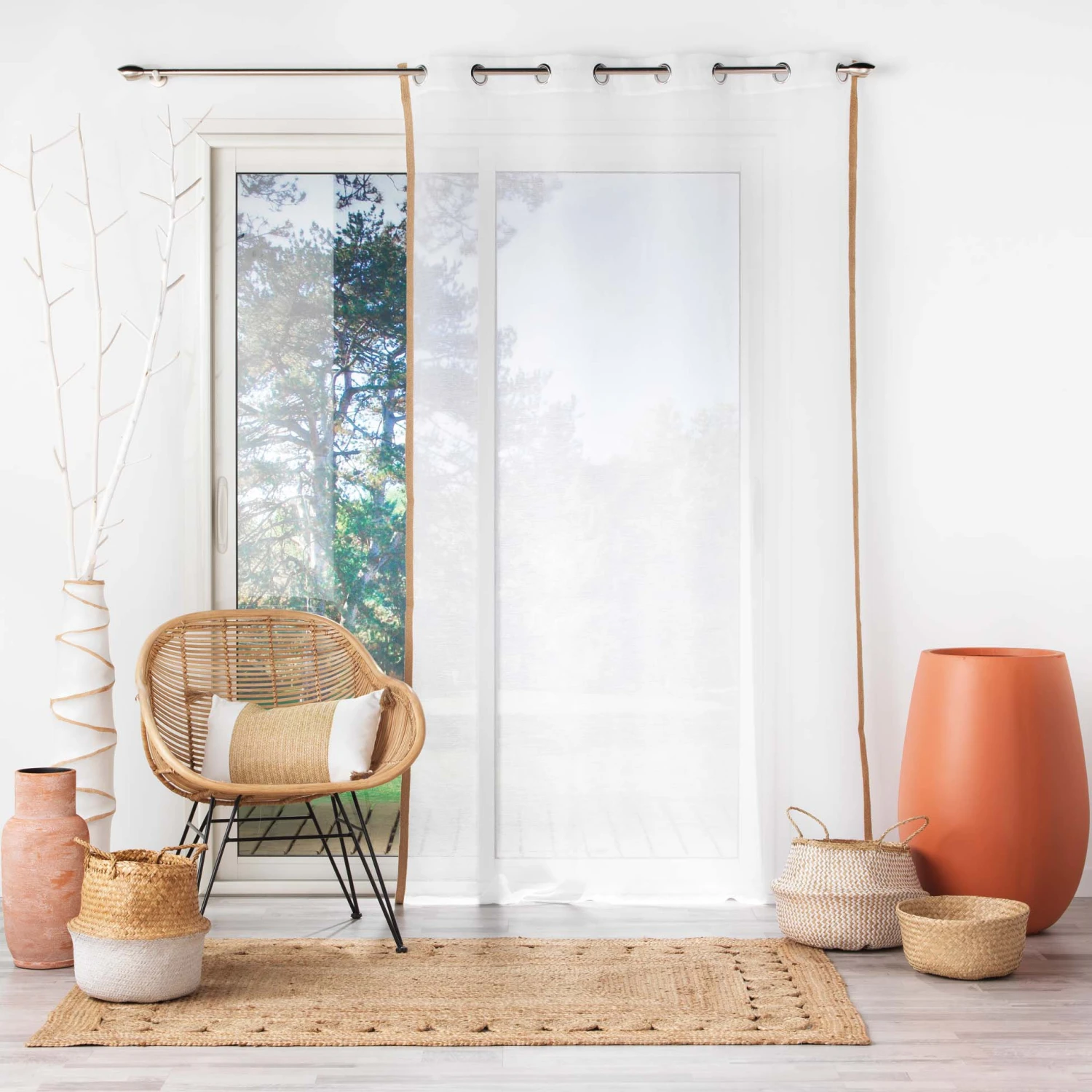 Voilage (140 x 240 cm) Sarah Blanc Voilage (140 X 240 Cm) Sarah Blanc -Eminza panneau a oeillets 140 x 240 cm voile sable jute sarah blanc 117865 1656405620