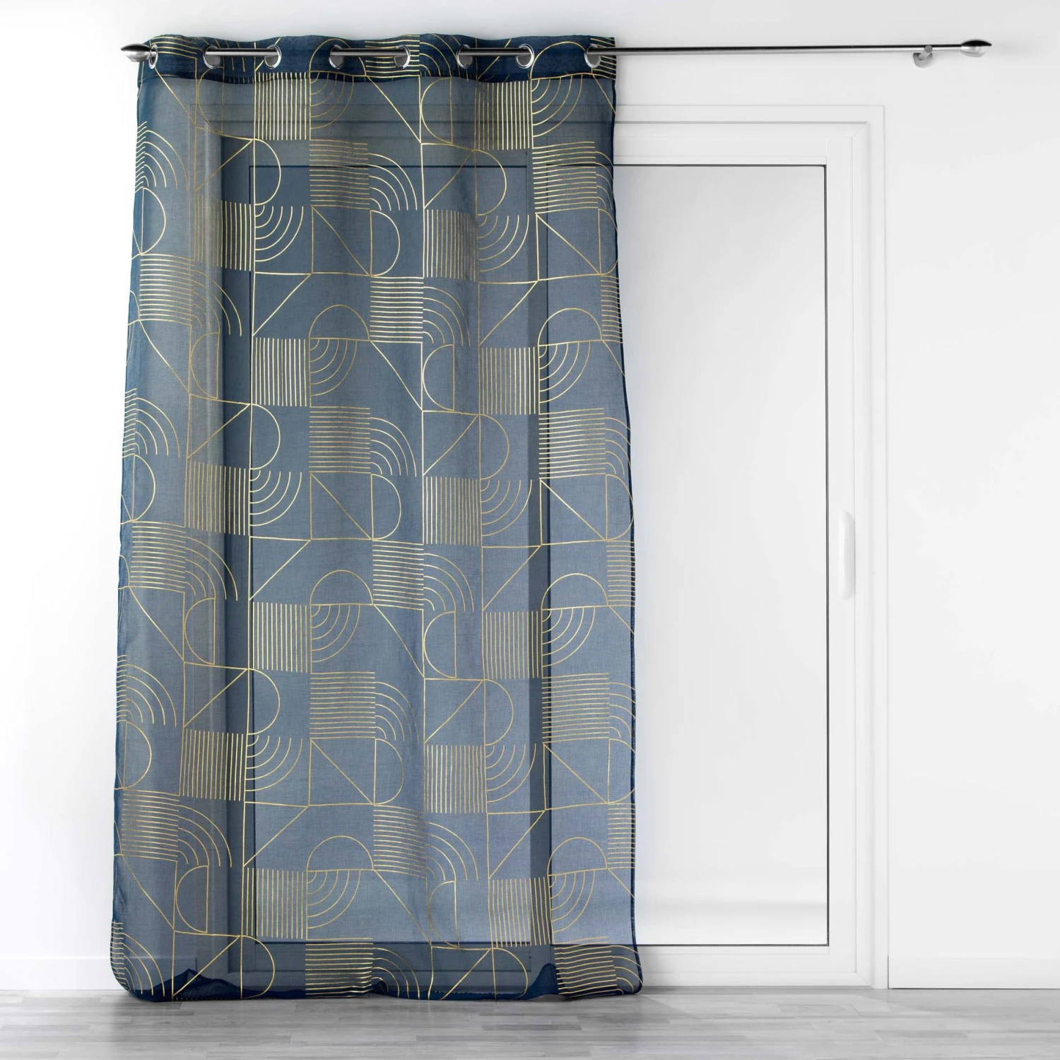 Voilage (140 x 280 cm) Lineor Bleu marine Voilage (140 X 280 Cm) Lineor Bleu Marine -Eminza panneau a oeillets 140 x 280 cm voile sable imprime metallise lineor marine or 117919 1656339956