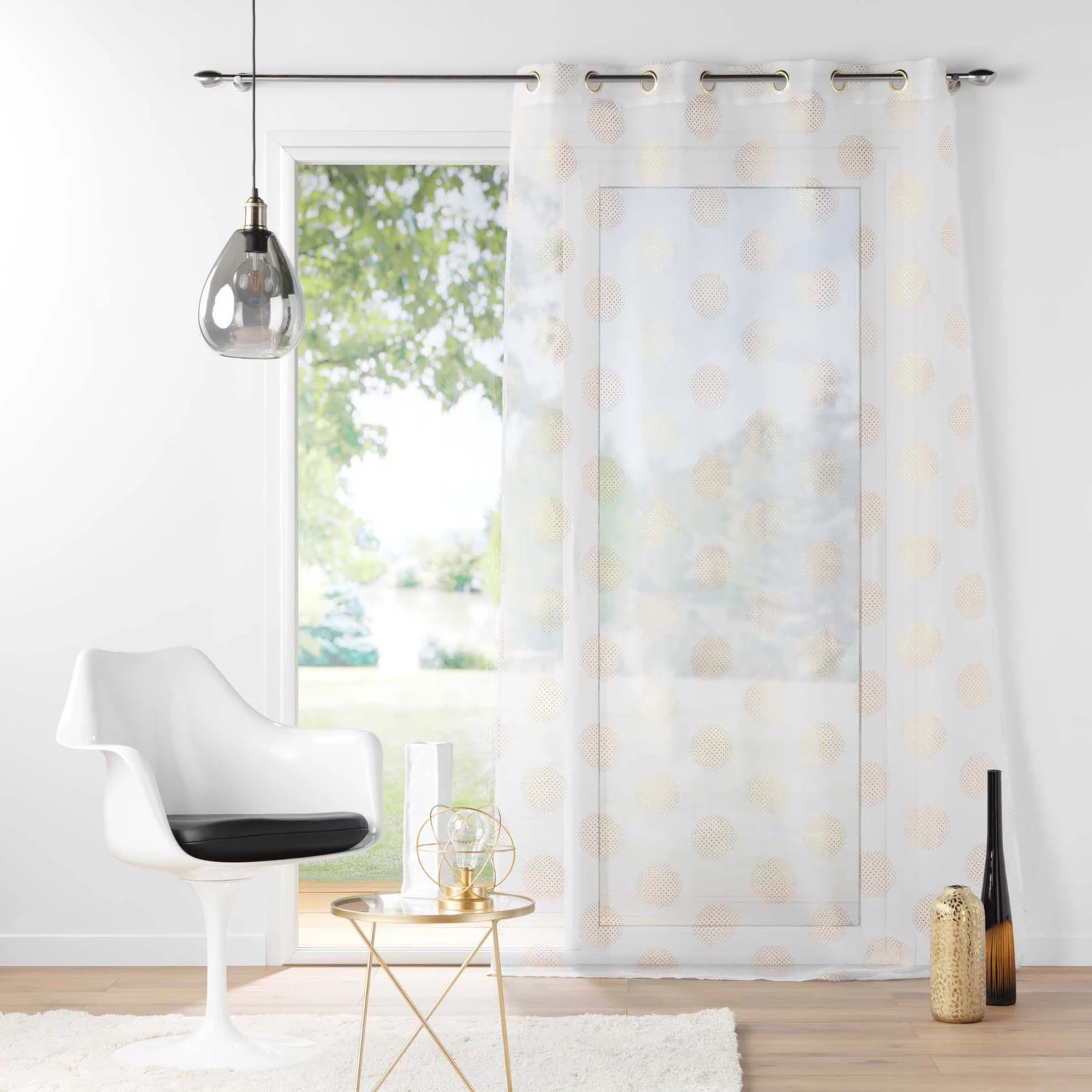 Voilage (140 x 280 cm) Sixtine Or Voilage (140 X 280 Cm) Sixtine Or -Eminza panneau a oeillets 140 x 280 cm voile sable imprime metallise sixtine or 130512 1690372320