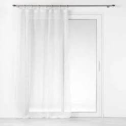 Voilage (140 X 240 Cm) Minalisa Blanc -Eminza panneau a oeillets bois 140 x 240 cm voile tisse minalisa blanc 113900 1642414095