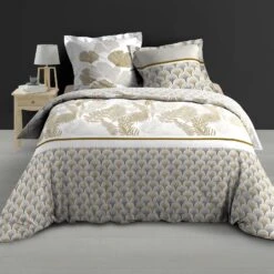 Housse De Couette Et Deux Taies Percale De Coton (260 Cm) Melisse Beige