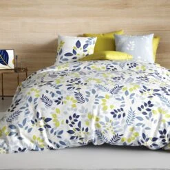 Parure De Draps Coton Lit 140 Cm 4 Pièces Chloé Bleue