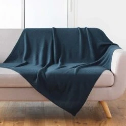 Plaid (150 Cm) Tricotine Bleu