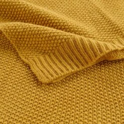 Plaid (150 Cm) Tricotine Jaune Ocre -Eminza plaid 125 x 150 cm acrylique tricotine ocre 118195 1656318177