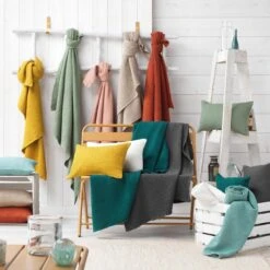 Plaid Doux (150 Cm) Gaufrette Terracotta -Eminza plaid 125 x 150 cm coton uni gaufrette terracotta 113975 1642169171