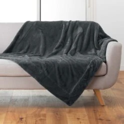 Plaid Fausse Fourrure (150 Cm) Caresse Gris Anthracite